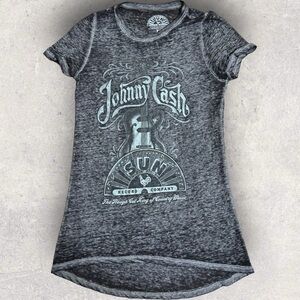 Johnny Cash | Sun Record Company | Short Sleeve Burnout Tee in Gray Size XL